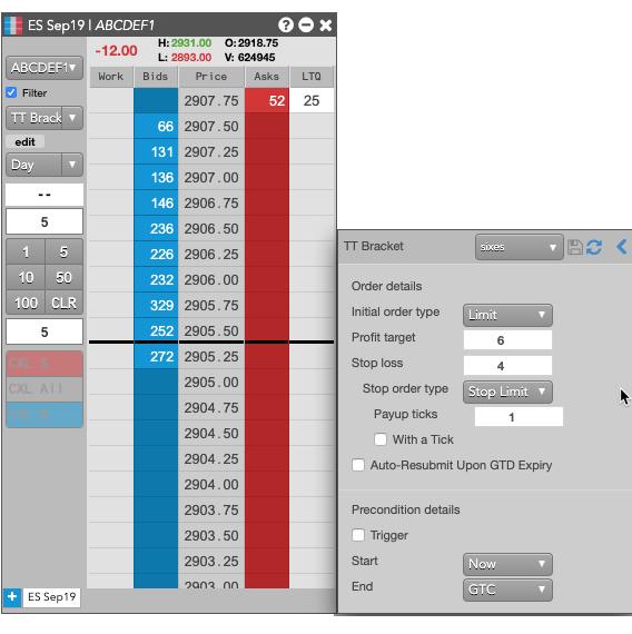TT Order Type parameters